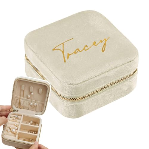 HDLOVE Personalisierte Schmuckschatulle Für Damen, Individuelle Reise Schmuckkästchen Mit Namen, Reise Klein Schmuck-Organizer-Box Für Ringe, Ohrringe, Personalisierte Geschenke Für Frauen von HDLOVE