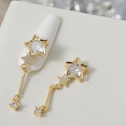 Dangle Art Charm Star Zirkon Nagel Edelsteine ​​Bogenknoten Nagel Strasssteine ​​Diy Art Dekoration Für Frauen Mädchen von HDOYTXXM