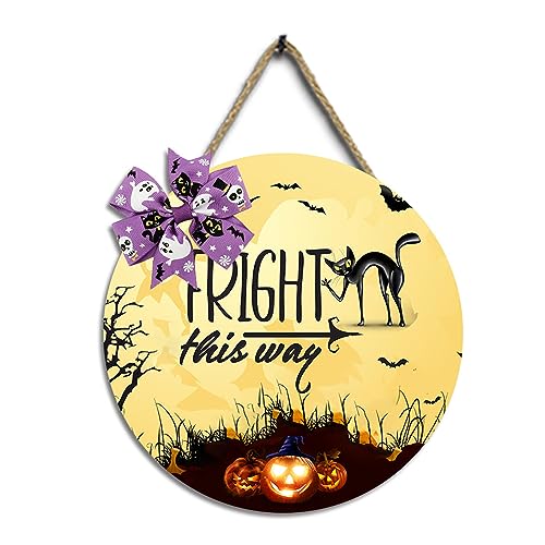 HDOYTXXM Halloween-Holzschild, Heimdekoration, Holz-Kleiderbügel, Holzdekor-Schild für Haustür, Halloween-Schild von HDOYTXXM