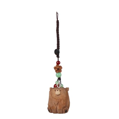 HDOYTXXM Handgefertigter Bär-Schlüsselanhänger aus Holz, geschnitzt, Rucksack-Anhänger, Tier-Holzschnitzerei-Ornamente, Charm von HDOYTXXM