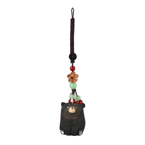 HDOYTXXM Handgefertigter Bär-Schlüsselanhänger aus Holz, geschnitzt, Rucksack-Anhänger, Tier-Holzschnitzerei-Ornamente, Charm von HDOYTXXM