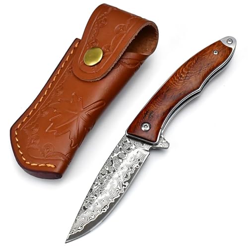 HDRNCH Damast Klappmesser einhandmesser Griff aus Palisander Damaszener-Muster Outdoor Survival Messer für Camping Survival Knife Einhandmesser Outdoor Survival Messer für Camping HDRNCH Damast Klappmesser einhandmesser Griff aus Palisander Damaszener-Muster Outdoor Survival Messer für Camping Survival Knife Einhandmesser Outdoor Survival Messer für Camping von HDRNCH