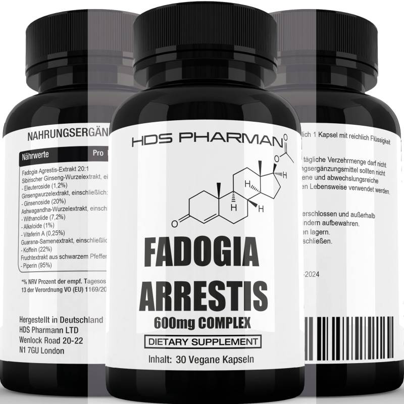 Fadogia Agrestis Complex - Natural Boost | 600Mg 201 Extract Vegan Handmade 120 Capsules von HDSPharman