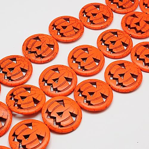 Synthetische Türkisperlen, Jack-O'-Lantern Kürbis, 15 x 3,5 mm, 27 Perlen/Strang, 39,5 cm (Orange) von HDSupplies