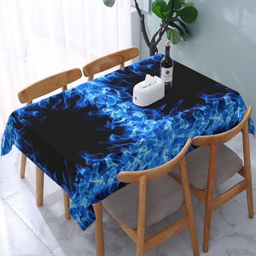 Blaue Flamme umkreiste, Tischdecke, wasserdichte, staubdichte und knitterfreie Tischtuch - 90 x 140 cm von HDTVTV