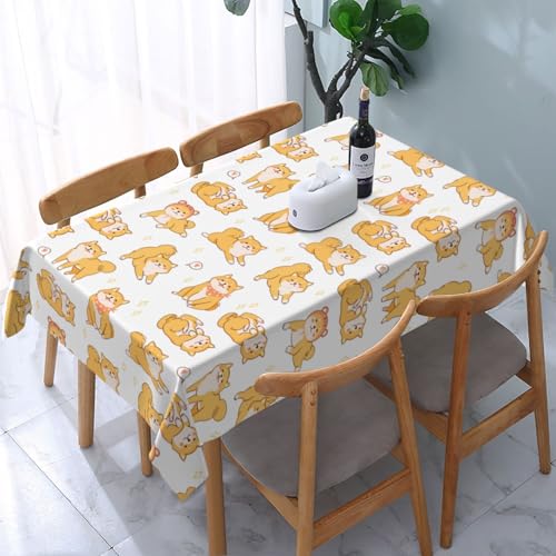 Niedliches Shiba Inu Hundemuster, Tischdecke, wasserdichte, staubdichte und knitterfreie Tischtuch - 90 x 140 cm von HDTVTV