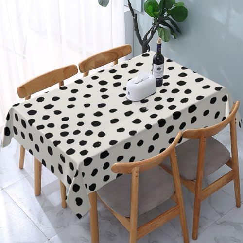 Polka Dots Schwarz-Weiß-Punkte Punkte Dalmatiner Tier, Tischdecke, wasserdichte, staubdichte und knitterfreie Tischtuch - 90 x 140 cm von HDTVTV