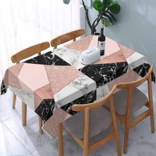 Roségold Glitzer Schwarz Weiß Marmor Geometrisch, Tischdecke, wasserdichte, staubdichte und knitterfreie Tischtuch - 90 x 140 cm von HDTVTV