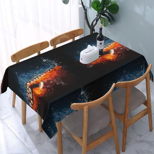 Saxophon in Flammen und EIS, Tischdecke, wasserdichte, staubdichte und knitterfreie Tischtuch - 90 x 140 cm von HDTVTV