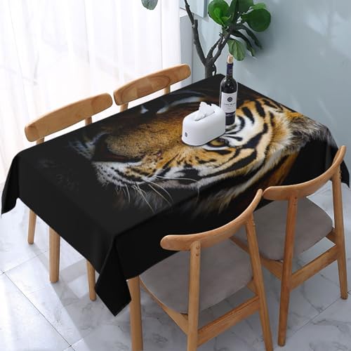 Tigerkopf in Dunkel Bedruckt, Tischdecke, wasserdichte, staubdichte und knitterfreie Tischtuch - 90 x 140 cm von HDTVTV