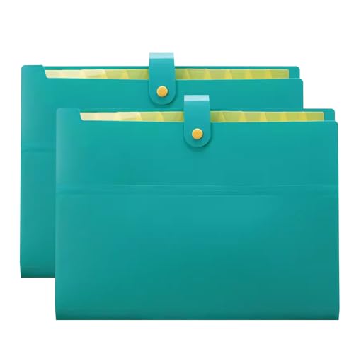 Ordner, Dateimanager, 2er-Pack Fächermappen, A4-Papier-Akkordeon-Dokumenten-Organizer, Dokumentenmappe mit Druckknopf, 6 Taschen/Rosa(Blauw) von HEAGER