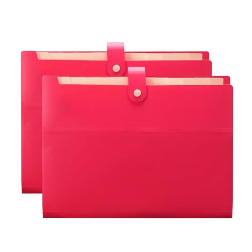 Ordner, Dateimanager, 2er-Pack Fächermappen, A4-Papier-Akkordeon-Dokumenten-Organizer, Dokumentenmappe mit Druckknopf, 6 Taschen/Rosa(Roze) von HEAGER