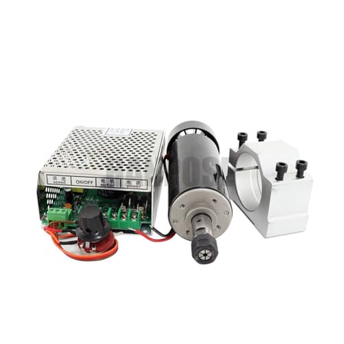 HEALBYBLE 0,5-kW-Klemmen, luftkühlt, luftkühlter Gleichstrom-Spindelmotor, ER11-Spannfutter, CNC-500-W-Spindelmotor + Netzteil, Drehzahlregler,Leichter Lauf(Package 5) von HEALBYBLE