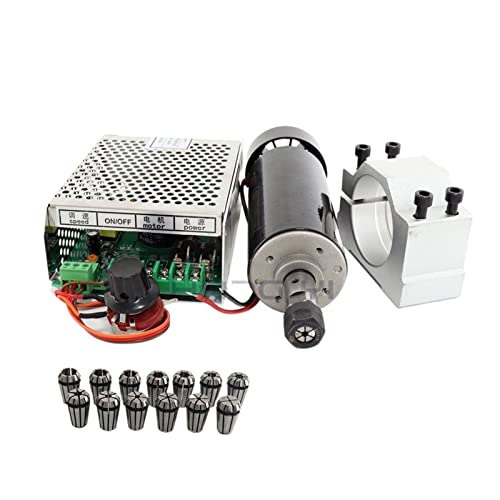 HEALBYBLE 0,5 kW Klemmen Luftgekühlte luftgekühlte Spindel + ER11 Spannfutter CNC 500 W Spindelmotor + Netzteil Drehzahlregler,Leichter Lauf(Package6) von HEALBYBLE