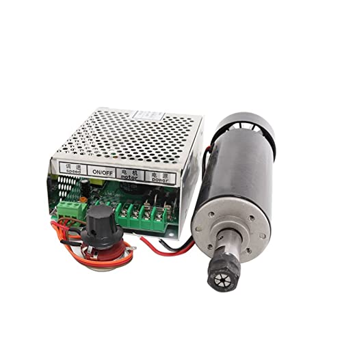 HEALBYBLE 0,5 kW Klemmen Luftkühlte Luftkühlungsspindel ER11 Futter CNC 500W Spindelmotor + Stromversorgungsgeschwindigkeit Gouverneur,Multi-Schutzfunktionen(Package 4) von HEALBYBLE