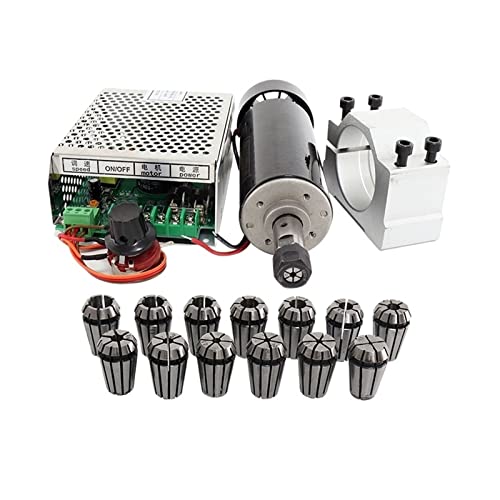 HEALBYBLE 0,5 kW Klemmen Luftkühlte Luftkühlungsspindel ER11 Futter CNC 500W Spindelmotor + Stromversorgungsgeschwindigkeit Gouverneur,Multi-Schutzfunktionen(Package 6) von HEALBYBLE