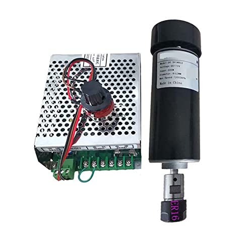 HEALBYBLE 0,5 kW Klemmen Luftkühlte Spindelmotor Kit ER16 Futter CNC 500W DC Spindelmotor + Stromversorgungsgeschwindigkeit Gouverneur for PCB Gravur,Multi-Schutzfunktionen(Package 4ER16) von HEALBYBLE