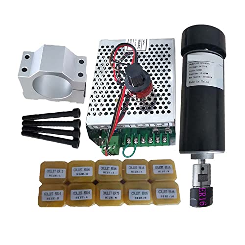 HEALBYBLE 0,5 kW Klemmen Luftkühlte Spindelmotor Kit ER16 Futter CNC 500W DC Spindelmotor + Stromversorgungsgeschwindigkeit Gouverneur for PCB Gravur,Multi-Schutzfunktionen(Package 6ER16) von HEALBYBLE