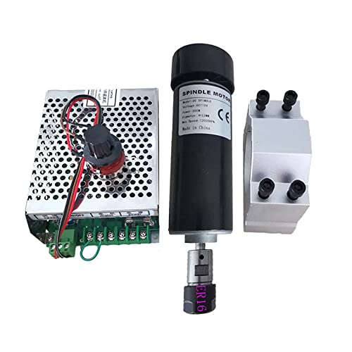 HEALBYBLE 0,5 kW Klemmen luftgekühlter Spindelmotor-Kit ER16 Spannfutter CNC 500 W DC-Spindelmotor + Netzteil Drehzahlregler for PCB-Gravur,Leichter Lauf(Package 5ER16) von HEALBYBLE