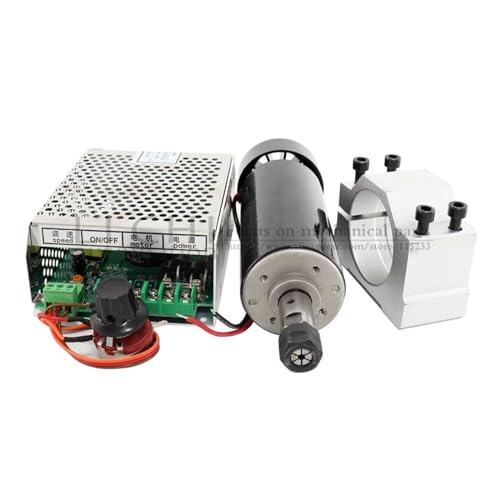 HEALBYBLE 0,5 kW luftgekühlte Spindel ER11 Spannfutter CNC 500 W Spindelmotor + 52 mm Klemmen + Netzteil Drehzahlregler for DIY CNC,Leichter Lauf(500W Spindle Sets) von HEALBYBLE