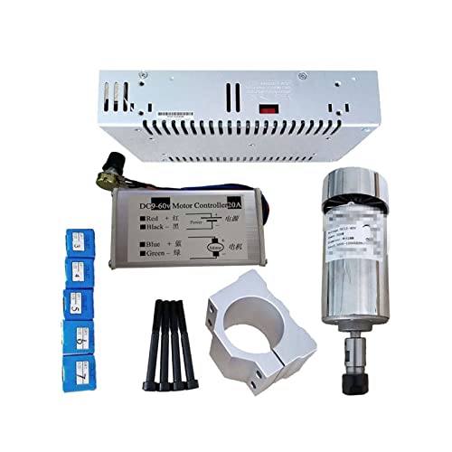 HEALBYBLE 0,5 kW luftgekühlte Spindel Er11 Chuck CNC 200w300w400w500w. Spindelmotor / 52mm Klammern/Stromversorgung/Geschwindigkeitsregler for DIY CNC.,Multi-Schutzfunktionen(300w package2) von HEALBYBLE