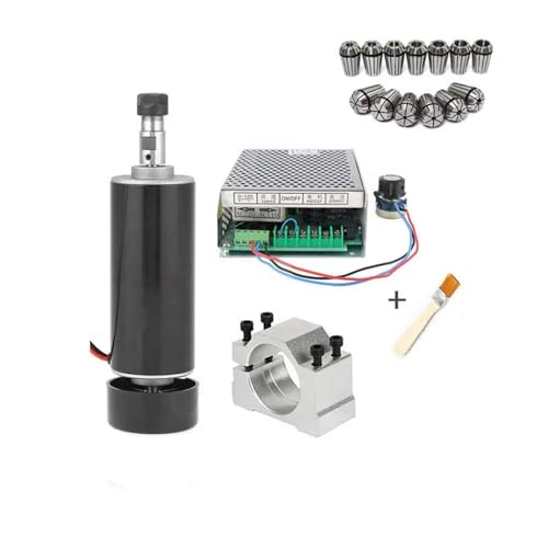 HEALBYBLE 0,5 kW luftgekühlter Spindelmotor ER11 Spannfutter CNC 500 W Spindel-Gleichstrommotor + 52 mm Klemmen + Netzteil Drehzahlregler for DIY-CNC,Leichter Lauf(4 Full kit) von HEALBYBLE