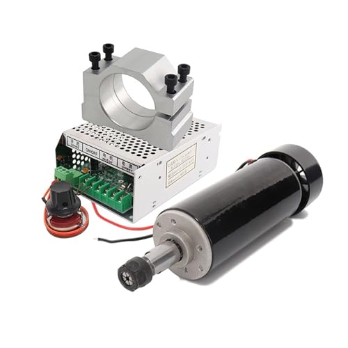 HEALBYBLE 0,5 kW luftkühlter Spindelmotor ER11 Spannfutter CNC 500 W Spindel-Gleichstrommotor + 52 mm Klemmen + Netzteil Drehzahlregler for DIY-CNC,Leichter Lauf von HEALBYBLE