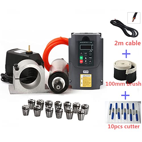 HEALBYBLE 2.2KW Spindelwasserkühlkit Er20. Fräsen Spindelmotor +2. 2kw vfd + 80 Klammer + Wasserpumpe + 13pcs ER20 + 1M Kabel for CNC Router,Multi-Schutzfunktionen(Package 5) von HEALBYBLE