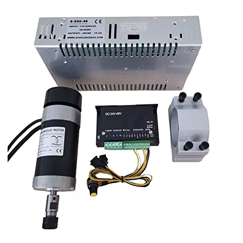 HEALBYBLE 48V 50. 0W ER11. Bürstenlose Spindel + 5 7MM Klemme mit Schrauben + 48V bürstenloser Motortreiber + 4 8VDC 10.5A. Energieversorgung,Multi-Schutzfunktionen(Package7) von HEALBYBLE