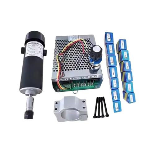 HEALBYBLE 500 W ER11 / ER16 CNC-DC-Luftgekühlter Spindelmotor mit Drehzahlregler + Spannzangen + Klemme + Bits,Leichter Lauf(4) von HEALBYBLE