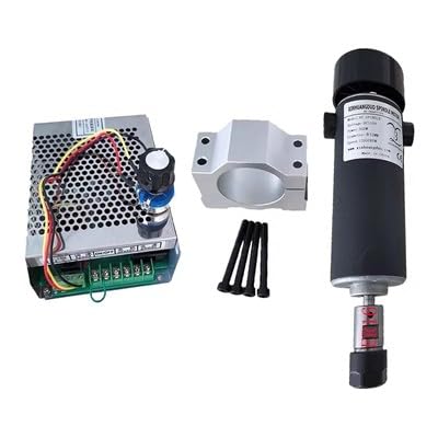 HEALBYBLE 500 W ER11 / ER16 CNC-DC-Luftgekühlter Spindelmotor mit Drehzahlregler + Spannzangen + Klemme + Bits,Leichter Lauf(Set 4 (ER16)) von HEALBYBLE