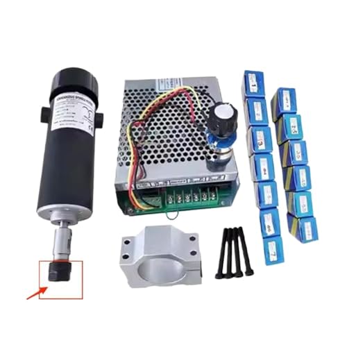 HEALBYBLE 500 W ER11 / ER16 CNC-DC-Luftgekühlter Spindelmotor mit Drehzahlregler + Spannzangen + Klemme + Bits,Leichter Lauf(Set 6) von HEALBYBLE