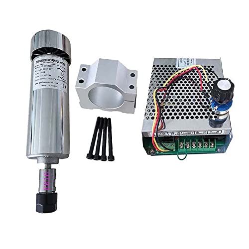 HEALBYBLE 500 W ER11 ER16 Graviermaschine Rundspindelmotor Luftkühlspindel 12000 U/min Gleichstrommotor + Netzteil + 52-mm-Klemme for CNC,Leichter Lauf(ER16 Spindle KIT) von HEALBYBLE