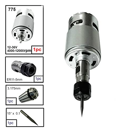 HEALBYBLE 775. DC Motor, 12-36V Kugellager Spindelmotor W / ER11. Verlängerungsstange schnitzt Messer for CNC Router-Maschine 1610 2417 3018,Multi-Schutzfunktionen(Option 1) von HEALBYBLE