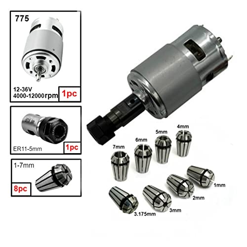 HEALBYBLE 775. DC Motor, 12-36V Kugellager Spindelmotor W / ER11. Verlängerungsstange schnitzt Messer for CNC Router-Maschine 1610 2417 3018,Multi-Schutzfunktionen(Option 4) von HEALBYBLE