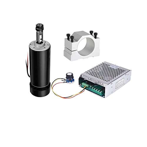 HEALBYBLE CNC 500 W Spindelmotor Kit 0,5 kW luftgekühlte Spindel + ER11 Spannfutter + 52 mm Klemme + Netzteil Drehzahlregler for Graviermaschine,Leichter Lauf von HEALBYBLE