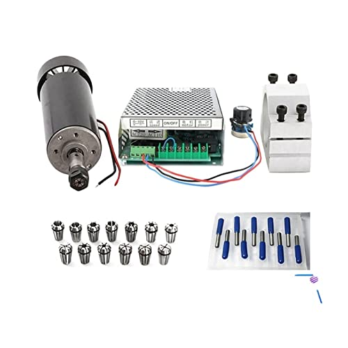 HEALBYBLE CNC-Spindel 0.5KW 500W Luftgekühlte Fräsmotor & Spindeldrehzahl Netzteil52mm Klammer & 13pcs ER113.175 * 0,1mm Frässchneider,Multi-Schutzfunktionen von HEALBYBLE