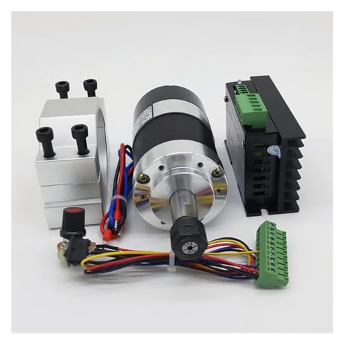 HEALBYBLE ER11/ER16 Spannzange 55mm PCB 500W / 300W Luftgekühlter bürstenloser Spindelmotor Graviermaschine 48V 12000R Netzteil Treiber + Klemme,Leichter Lauf(300W Set 3,ER11) von HEALBYBLE