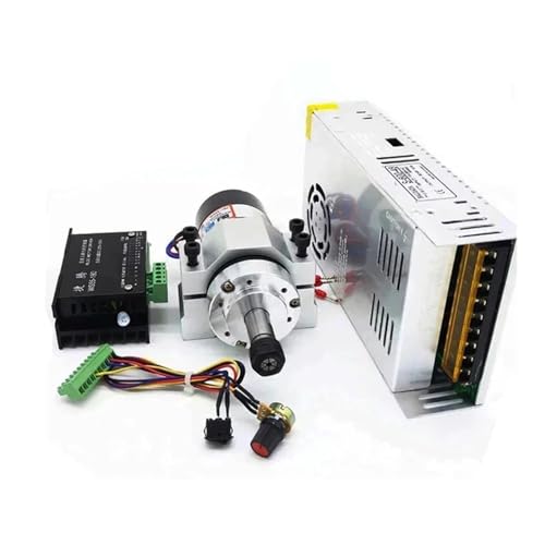 HEALBYBLE ER11/ER16 Spannzange 55mm PCB 500W / 300W Luftgekühlter bürstenloser Spindelmotor Graviermaschine 48V 12000R Netzteil Treiber + Klemme,Leichter Lauf(400W Set 4,ER11) von HEALBYBLE