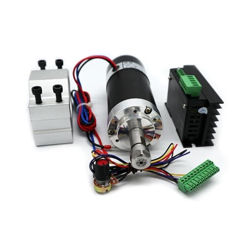 HEALBYBLE ER11/ER16 Spannzange 55mm PCB 500W / 300W Luftgekühlter bürstenloser Spindelmotor Graviermaschine 48V 12000R Netzteil Treiber + Klemme,Leichter Lauf(500W Set 3,ER11) von HEALBYBLE