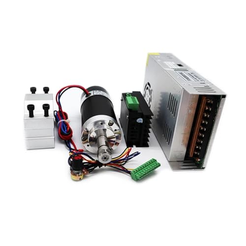 HEALBYBLE ER11/ER16 Spannzange 55mm PCB 500W / 300W Luftgekühlter bürstenloser Spindelmotor Graviermaschine 48V 12000R Netzteil Treiber + Klemme,Leichter Lauf(500W Set 4,ER11) von HEALBYBLE