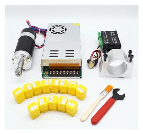 HEALBYBLE ER11/ER16 Spannzange 55mm PCB 500W / 300W Luftgekühlter bürstenloser Spindelmotor Graviermaschine 48V 12000R Netzteil Treiber + Klemme,Leichter Lauf(500W Set 7,ER11) von HEALBYBLE