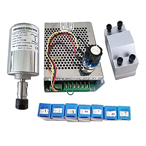 HEALBYBLE Luft gekühlt 0,2 kW. CNC spindleMotor Kit ER11 Spannfutter 200W Spindle Motor/Stromversorgung Drehzahlregler for das Gravieren,Multi-Schutzfunktionen(Package 6) von HEALBYBLE