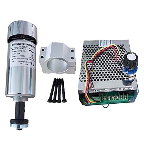 HEALBYBLE Luft gekühlt 0,3 kW. CNC Spindlemotor Winkelschleifkit Chuck 300W Spindelmotor/Stromversorgung Government Gouverneur for Gravieren,Multi-Schutzfunktionen(Package 5) von HEALBYBLE