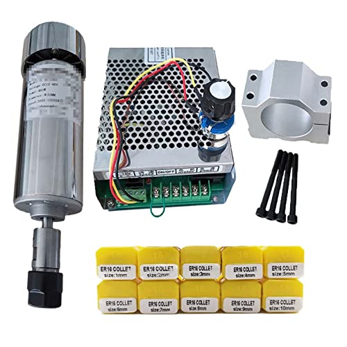 HEALBYBLE Luft gekühlt 0,4 kW. CNC Spindlemotor Kit Er16 Chuck 400W Spindelmotor/Netzteil Government Gouverneur for Gravur,Multi-Schutzfunktionen(Package 6 ER16) von HEALBYBLE