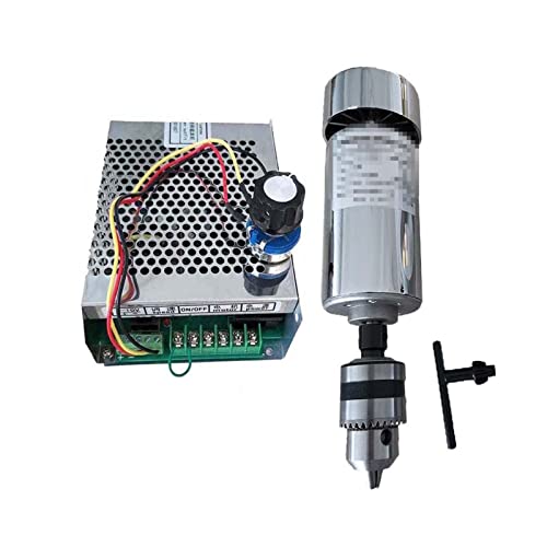 HEALBYBLE Luftgekühlt 0,3 kW DC48V12000RPM CNC. Spindlemotor Kit Bohrerspindelköpfe / 300W Spindelmotor/Netzteil Governor Gouverneur für,Multi-Schutzfunktionen(Package 1) von HEALBYBLE