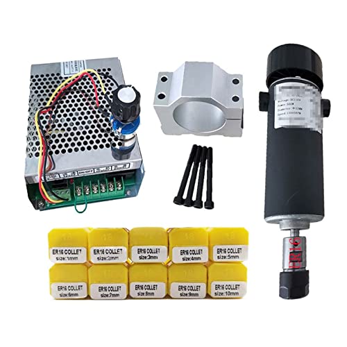 HEALBYBLE Luftgekühlt Dc 110v 0. 5kw. CNC Spindlemotor Kit Er16 Chuck 500W Spindelmotor/Netzteil Government Gouverneur for Gravur,Multi-Schutzfunktionen(Package 3 ER16) von HEALBYBLE