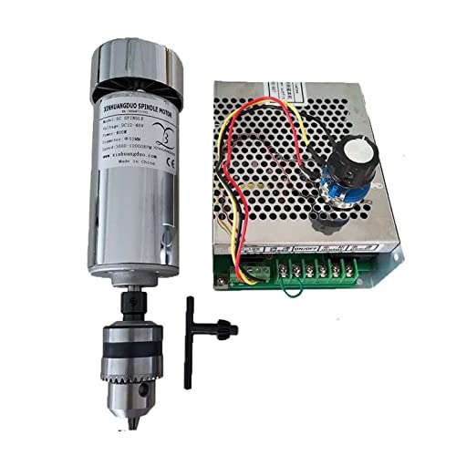 HEALBYBLE Luftgekühlte 0,4 kW CNC Bohrfutter spindleMotor Kit 400W Spindle Motor/Stromversorgung Drehzahlregler for das Gravieren,Multi-Schutzfunktionen(Package 4) von HEALBYBLE