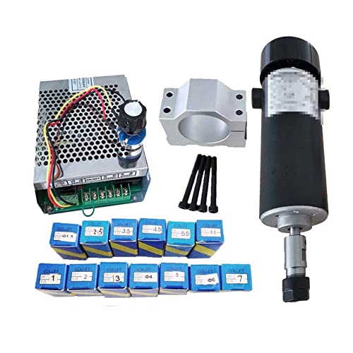 HEALBYBLE Luftgekühlte 0,5 kW. CNC Spindlemotor-Kit Er11 Chuck 500W Spindelmotor/Stromversorgung Government Gouverneur for Gravieren,Multi-Schutzfunktionen(Package 4) von HEALBYBLE