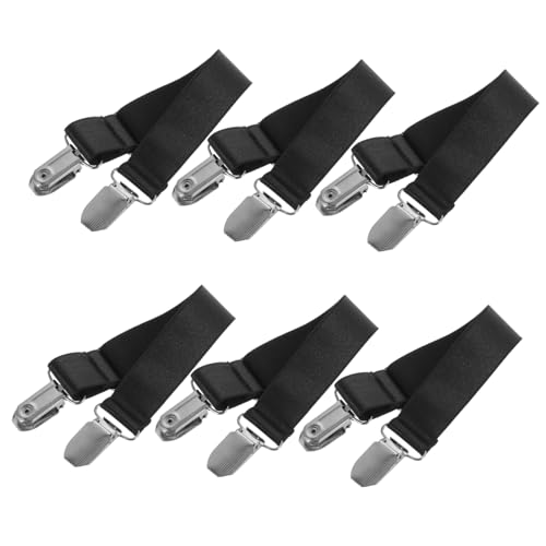 HEALEEP 3 Sätze Hosenträger Clips Safe Clip Gummiband Mit Metallklammern Schlüsselband Gummidämpfer Auto Zange Riemen Mit Schnalle Scooter-verzurrschlaufe Elastisch Black 6 Stück * 3 von HEALEEP